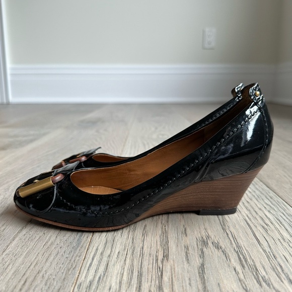 Chloé Leather Pumps, lacquered, black, leather, wedge heel - Picture 7 of 8